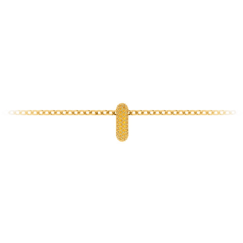 Mini Pavè Citrine Birthstone Bead Charm