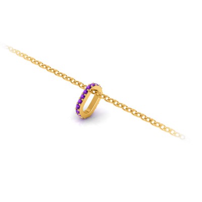 Prong Set Round Amethyst Birthstone Bead Charm
