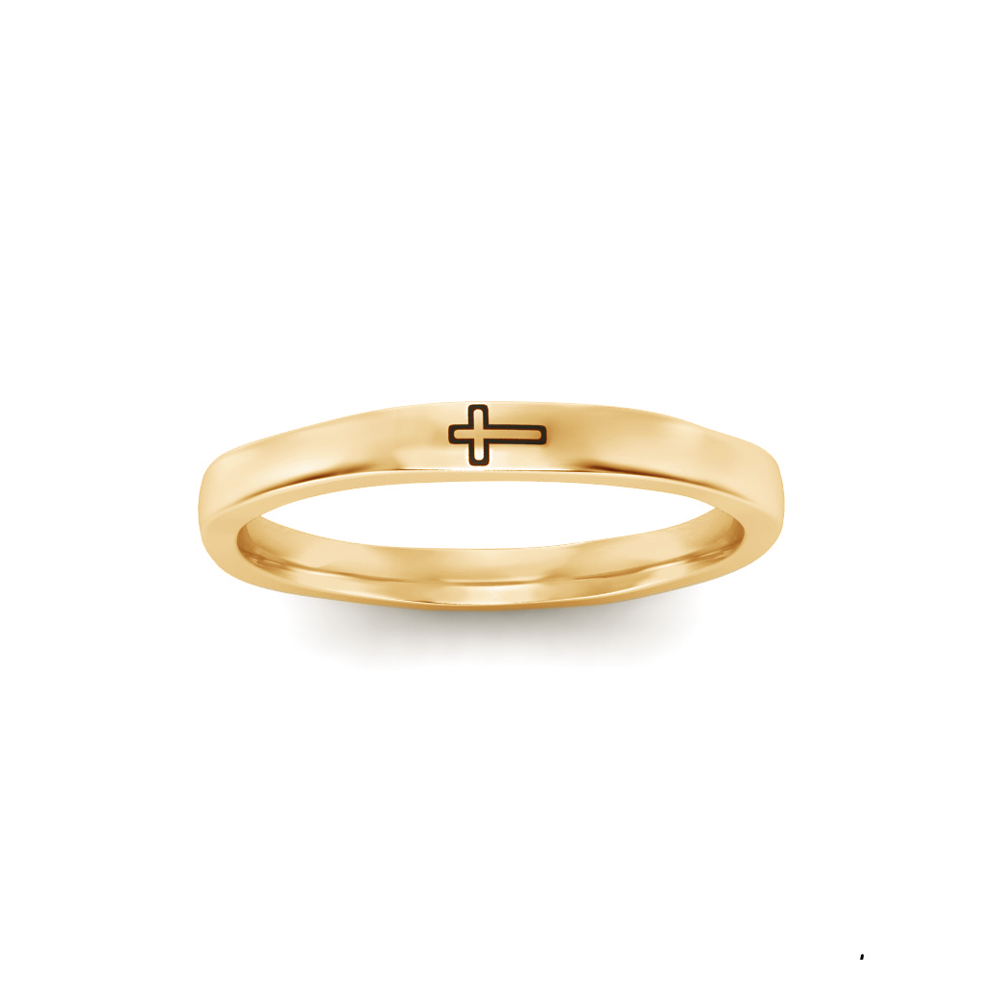 Cross Stamped Stackable Ring