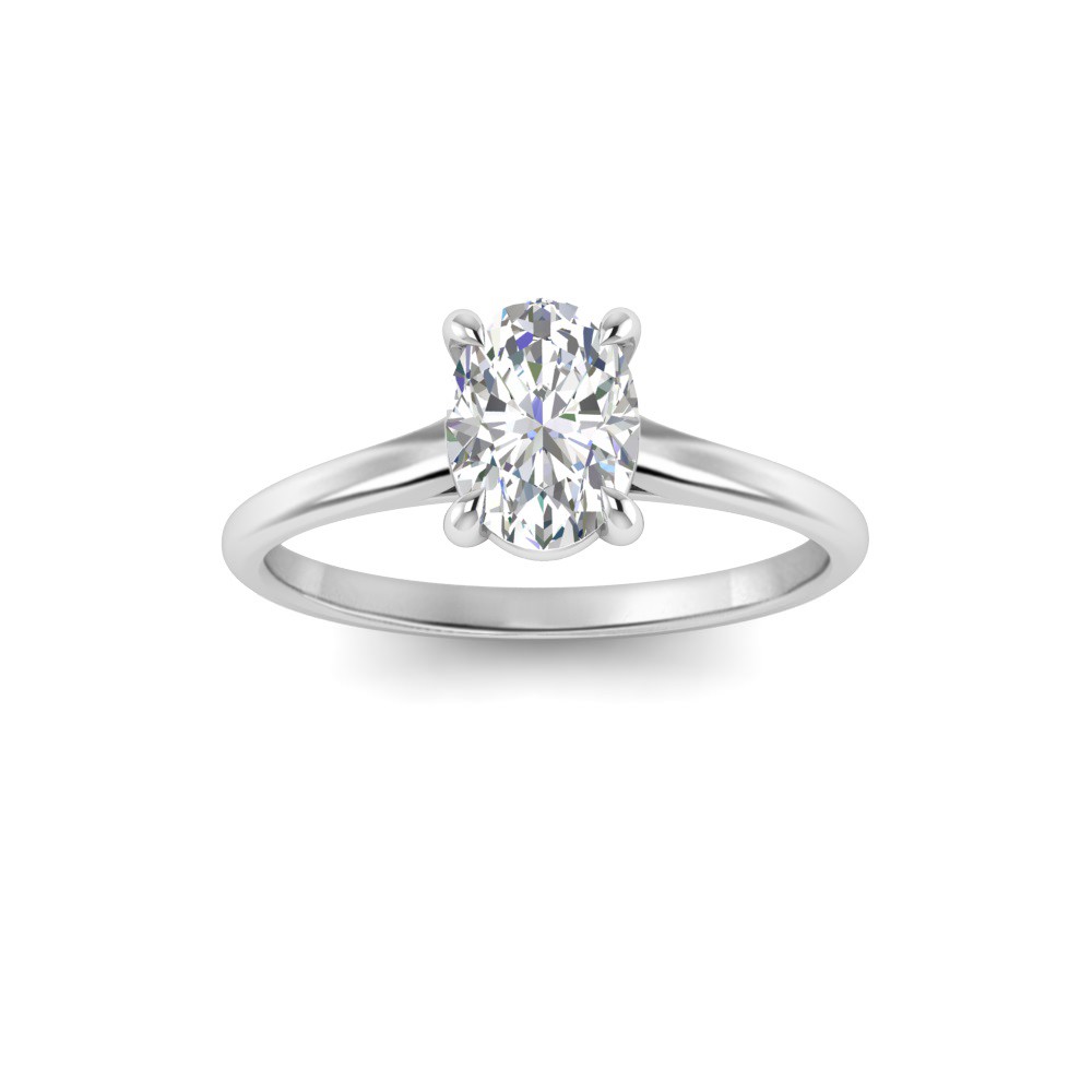 1 Ct Oval CZ Comfort Fit Solitaire Engagement Ring