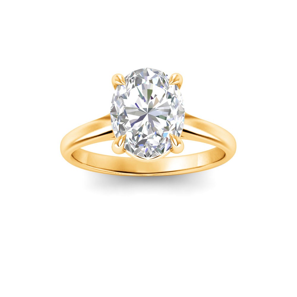 3 Ct Oval Lab Diamond Comfort Fit Solitaire Engagement Ring