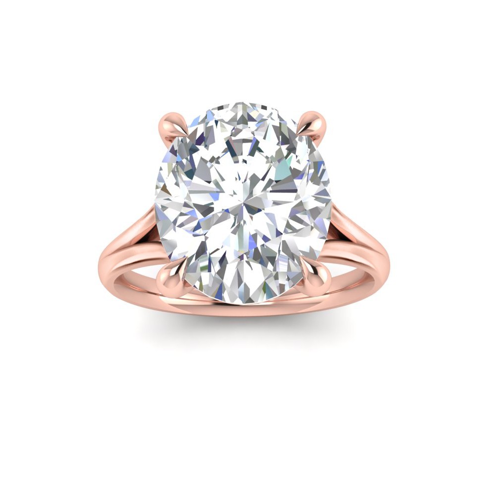 5 Ct Oval CZ Split Shank Solitaire Ring