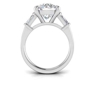 4.10 Ctw Round CZ & Tapered Baguette Engagement Ring