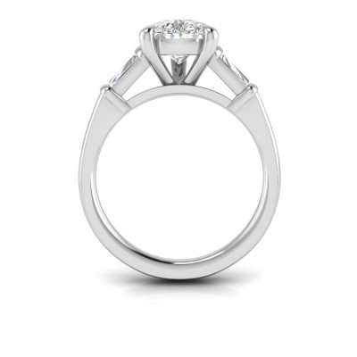 3 Ct Pear Moissanite & .10 Ctw Diamond Tapered Baguette Engagement Ring