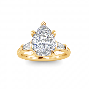 3 Ct Pear Lab Diamond & .30 Ctw Tapered Baguette Engagement Ring