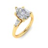 3 Ct Pear Moissanite & .10 Ctw Diamond Tapered Baguette Engagement Ring