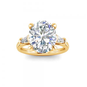4 Ct Oval Lab Diamond Tapered Baguette Three Stone Engagement Ring