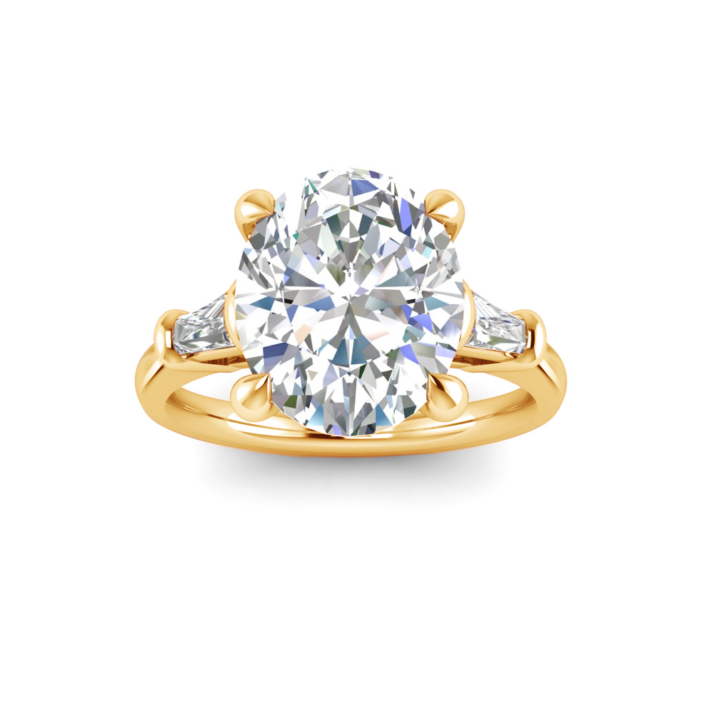 4 Ct Oval Moissanite & .10 Ctw Diamond Tapered Baguette Engagement Ring