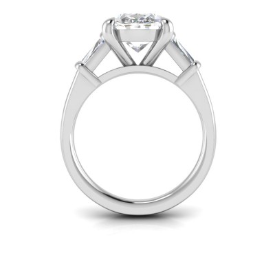 4 Ct Oval Moissanite & .30 Ctw Diamond Tapered Baguette Engagement Ring