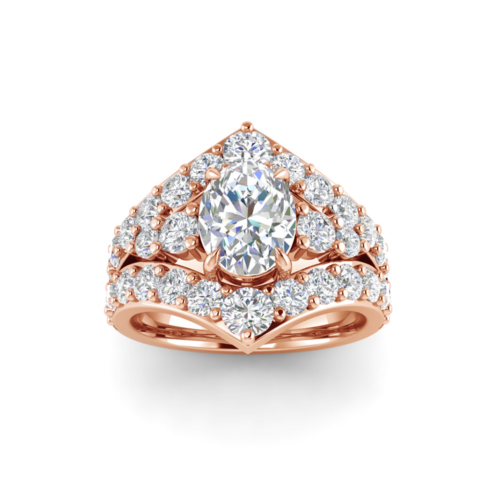 3.60 Ctw Oval Moissanite Tiara Anniversary Cocktail Ring