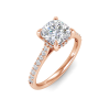 2.5 Ct Cushion Moissanite & .30 Ctw Diamond Hidden Halo Timeless Pavé Engagement Ring