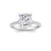 3 Ct Cushion Lab Diamond & .30 Ctw Diamond Hidden Halo Timeless Pavé Engagement Ring