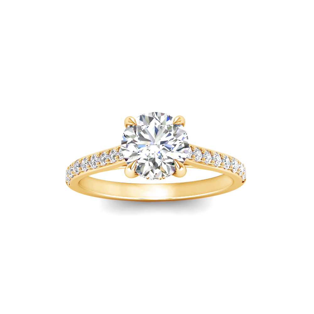 1 Ct Round Lab Diamond & .30 Ctw Diamond Hidden Halo Timeless Pavé Engagement Ring