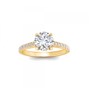 1.5 Ct Round Lab Diamond & .30 Ctw Diamond Hidden Halo Timeless Pavé Engagement Ring