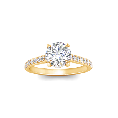 1 Ct Round Lab Diamond & .30 Ctw Diamond Hidden Halo Timeless Pavé Engagement Ring