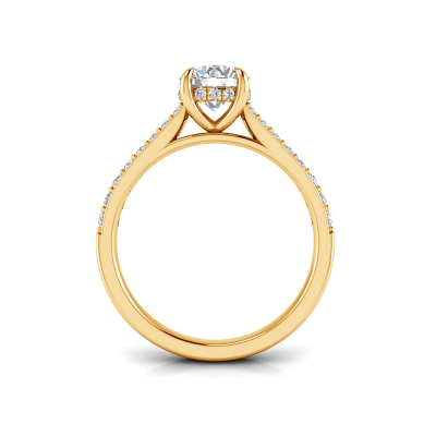 1 Ct Round Lab Diamond & .30 Ctw Diamond Hidden Halo Timeless Pavé Engagement Ring