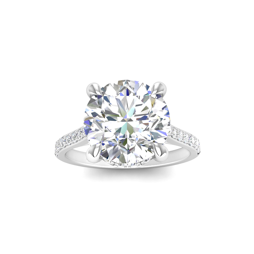 4 Ct Round Lab Diamond & .30 Ctw Diamond Hidden Halo Timeless Pavé Engagement Ring