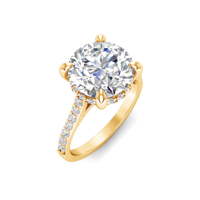 4 Ct Round Moissanite & .30 Ctw Diamond Hidden Halo Timeless Pavé Engagement Ring