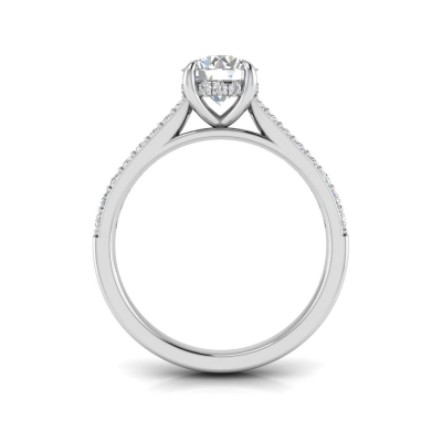 1 Ct Round Lab Diamond & .25 Ctw Diamond Hidden Halo Timeless Pavé Engagement Ring