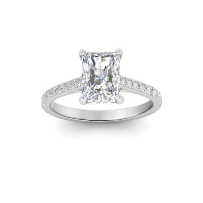 1.30 Ctw Radiant Diamond Hidden Halo Timeless Pavé Engagement Ring