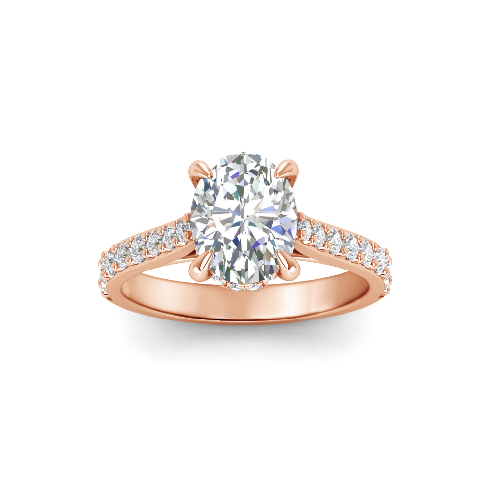 2.30 Ctw Oval Diamond Hidden Halo Timeless Pavé Engagement Ring