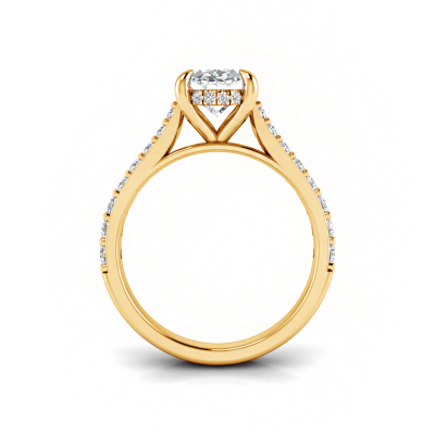2 Ct Oval Lab Diamond & .30 Ctw Diamond Hidden Halo Timeless Pavé Engagement Ring