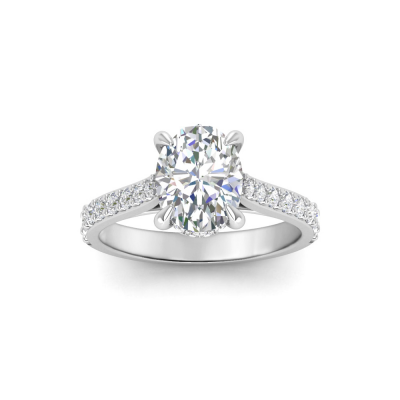 2 Ct Oval Lab Diamond & 0.25 Ctw Diamond Hidden Halo Timeless Pavé Engagement Ring