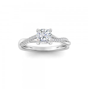 1.5 Ct Cushion Moissanite & 0.14 Ctw Diamond Twisted Vine Engagement Ring