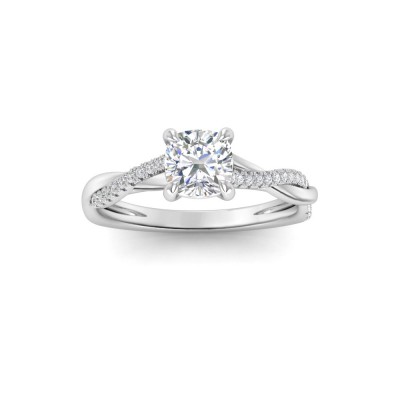 1.5 Ct Cushion Moissanite & 0.14 Ctw Diamond Twisted Vine Engagement Ring