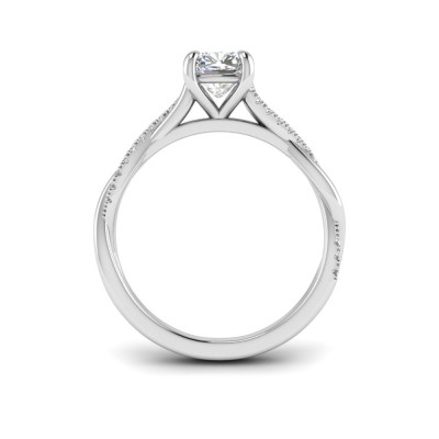 1.5 Ct Cushion Moissanite & 0.14 Ctw Diamond Twisted Vine Engagement Ring