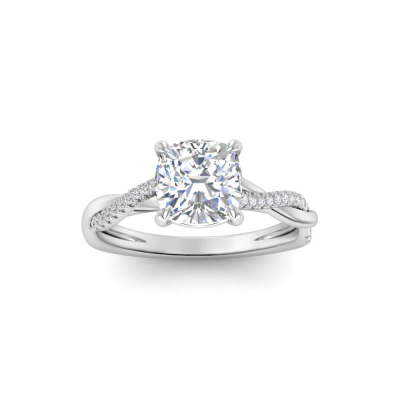 4.14 Ctw Cushion CZ Twisted Vine Engagement Ring