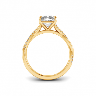 5 Ct Cushion Lab Diamond & 0.14 Ctw Diamond Twisted Vine Engagement Ring