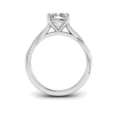 2 Ct Cushion Moissanite & 0.14 Ctw Diamond Twisted Vine Engagement Ring