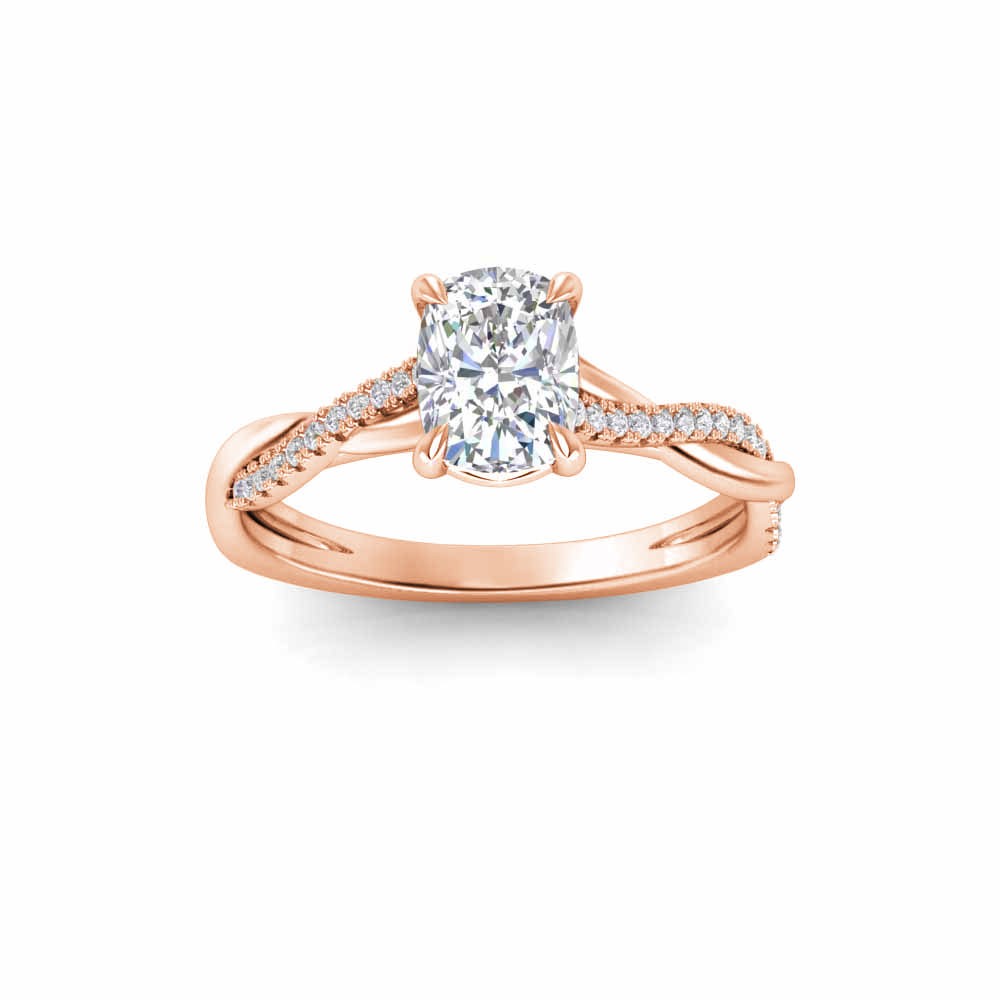 1.5 Ct Elongated Cushion Lab Diamond & 0.14 Ctw Diamond Twisted Vine Engagement Ring