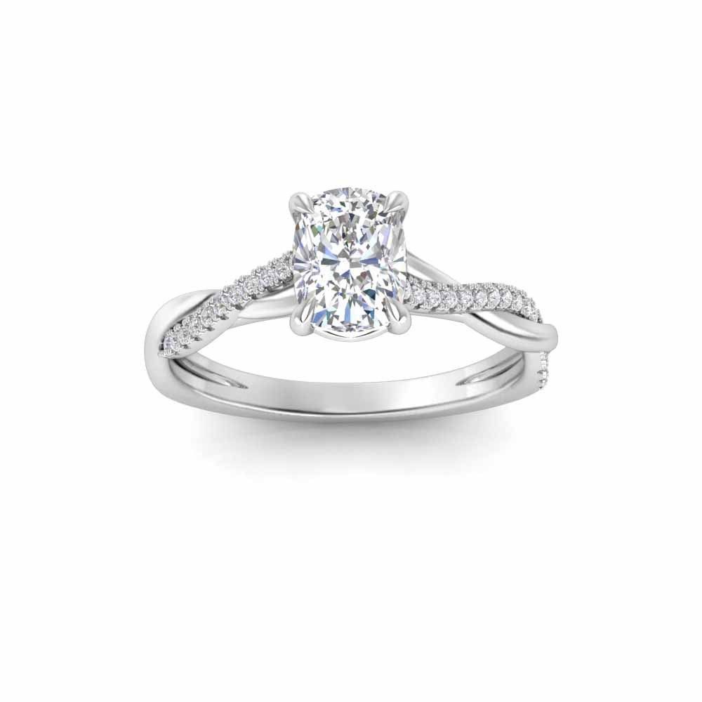 1.64 Ctw Elongated Cushion Diamond Twisted Vine Engagement Ring