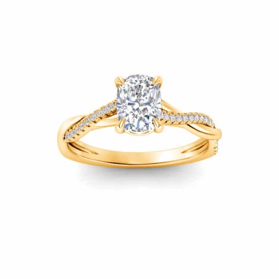 1.14 Ctw Elongated Cushion Diamond Twisted Vine Engagement Ring