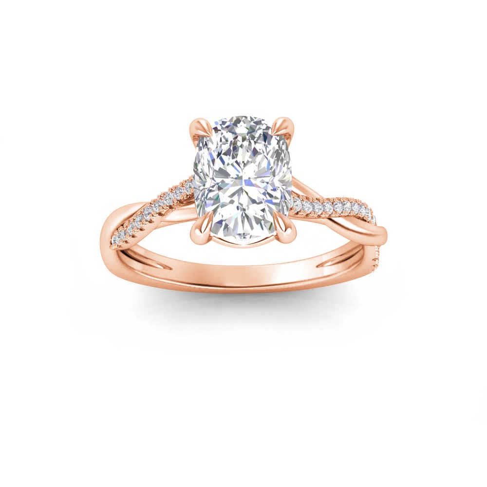 2.14 Ctw Elongated Cushion Diamond Twisted Vine Engagement Ring