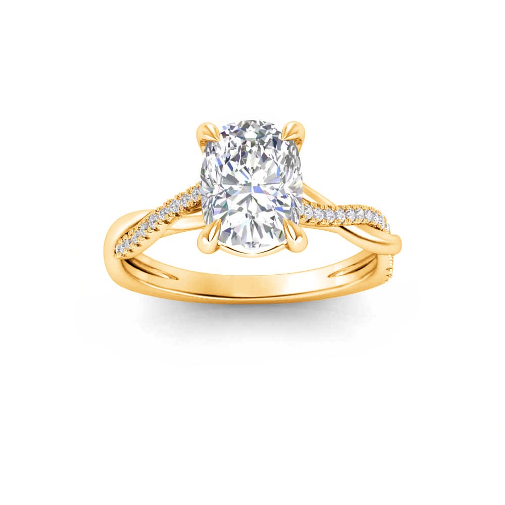 2 Ct Elongated Cushion Lab Diamond & 0.14 Ctw Diamond Twisted Vine Engagement Ring