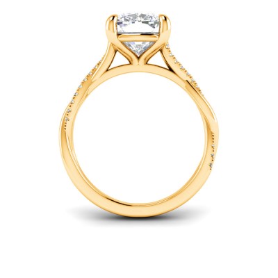4 Ct Elongated Cushion Lab Diamond & 0.14 Ctw Diamond Twisted Vine Engagement Ring