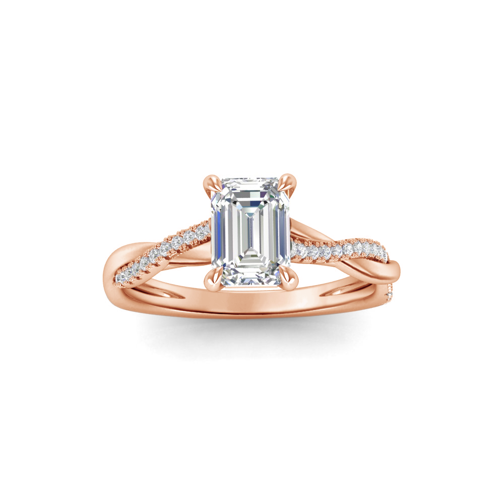 1.5 Ct Emerald Moissanite & 0.14 Ctw Diamond Twisted Vine Engagement Ring