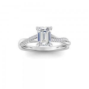 1.14 Ctw Emerald Lab Diamond Twisted Vine Engagement Ring, IGI Certified