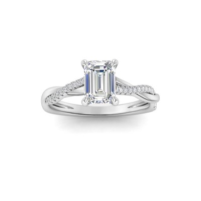 1 Ct Emerald Moissanite & 0.14 Ctw Diamond Twisted Vine Engagement Ring