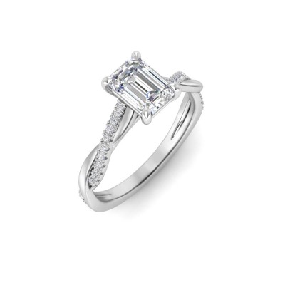 1 Ct Emerald Moissanite & 0.14 Ctw Diamond Twisted Vine Engagement Ring