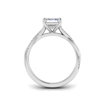 2.14 Ctw Emerald CZ Twisted Vine Engagement Ring