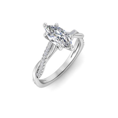 1.14 Ctw Marquise Lab Diamond Twisted Vine Engagement Ring, IGI Certified