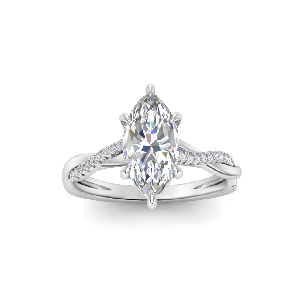 2.14 Ctw Marquise CZ Twisted Vine Engagement Ring