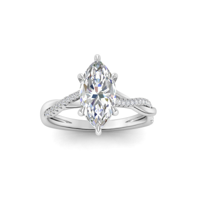 2.5 Ct Marquise Lab Diamond & 0.14 Ctw Diamond Twisted Vine Engagement Ring