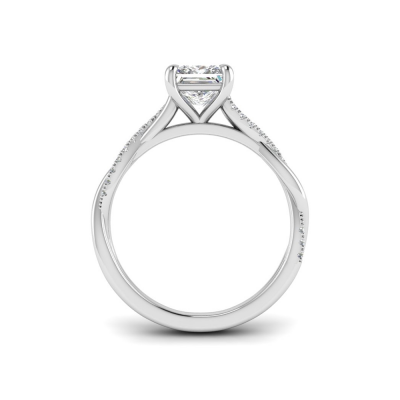 1.5 Ct Princess Lab Diamond & 0.14 Ctw Diamond Twisted Vine Engagement Ring