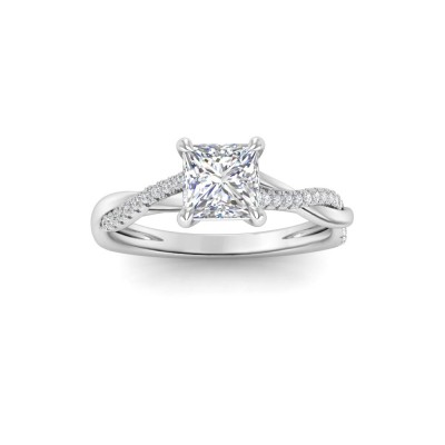 1.14 Ctw Princess CZ Twisted Vine Engagement Ring