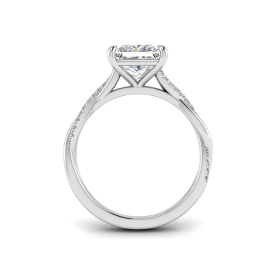 4.14 Ctw Princess CZ Twisted Vine Engagement Ring